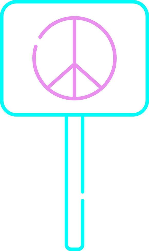 paz símbolo tablero icono en rosado y turquesa línea Arte. vector