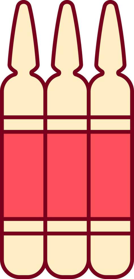 Three Medicine Ampoules Glass Red And Yellow Icon. vector