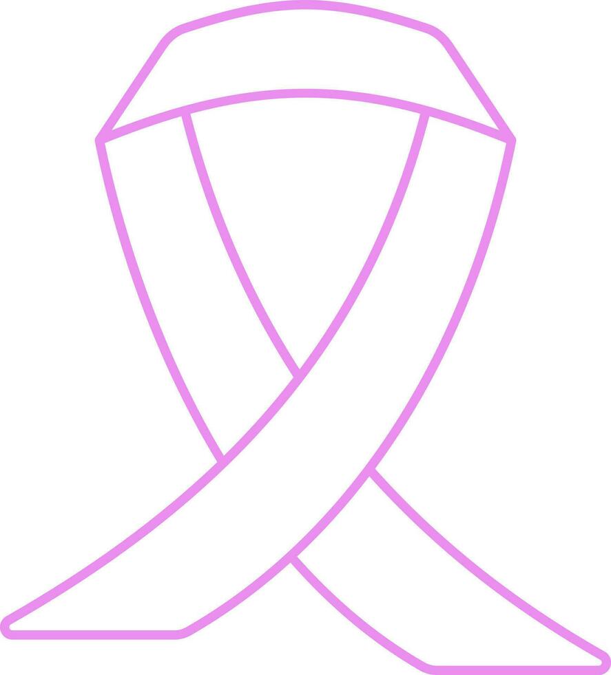 Pink Linear Style Awareness Ribbon Icon. vector