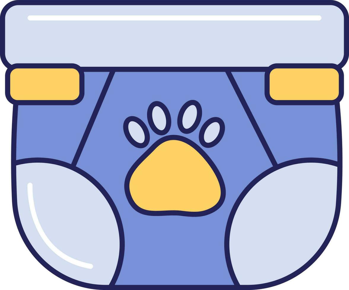 Paw Symbol Diaper Yellow And Blue Icon. vector