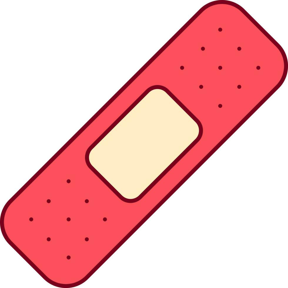 Red Bandage Strip Flat Icon Or Symbol. vector