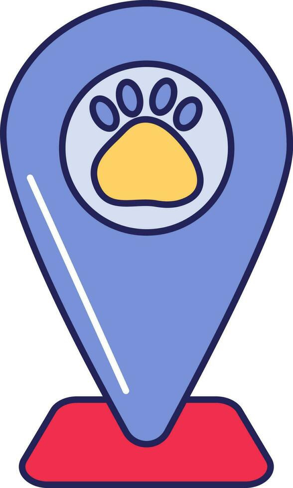 Paw Symbol Map Pin Colorful Icon Or Symbol. vector