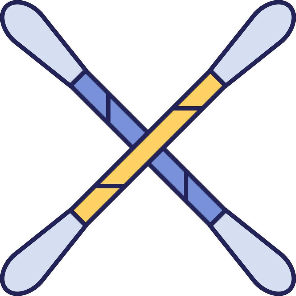 Cross Cotton Buds Yellow And Blue Icon In Flat Style. vector