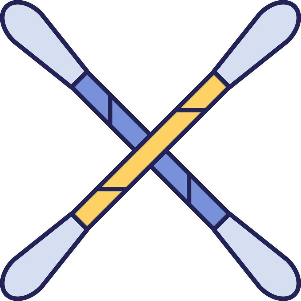 Cross Cotton Buds Yellow And Blue Icon In Flat Style. vector