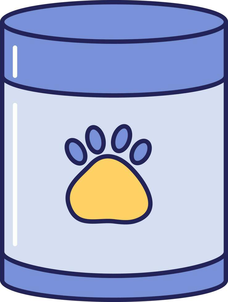 Flat Style Paw Symbol Pot Yellow And Blue Icon. vector