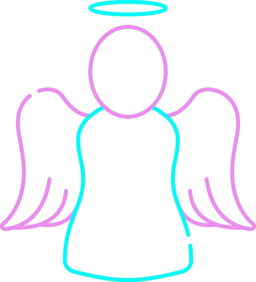 rosado y turquesa contorno ilustración de ángel icono. vector