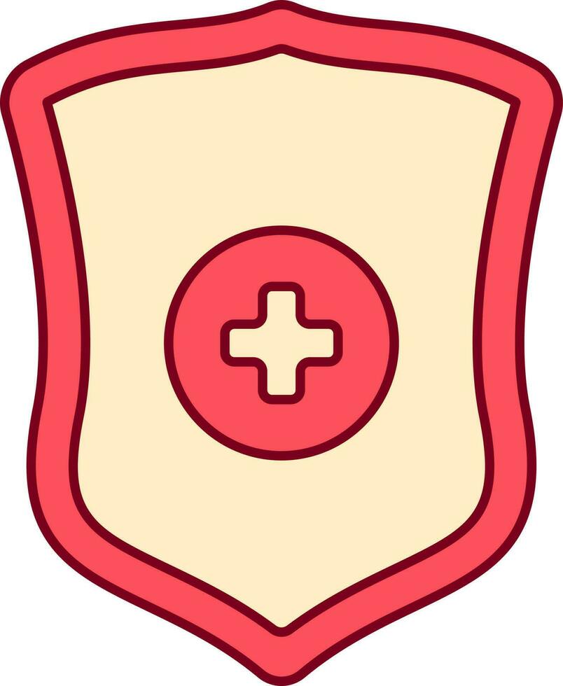 Red And Yellow Illustration Of Medical Shield Icon. vector