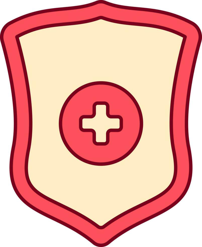 Red And Yellow Illustration Of Medical Shield Icon. vector