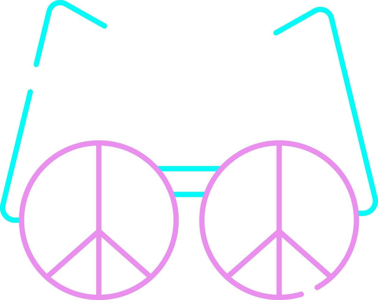 Peace Symbol Goggles Pink And Turquoise Line Art Icon. vector