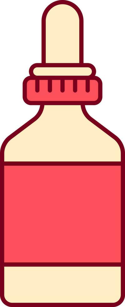 Yellow And Red Pipette Bottle Flat Icon. vector