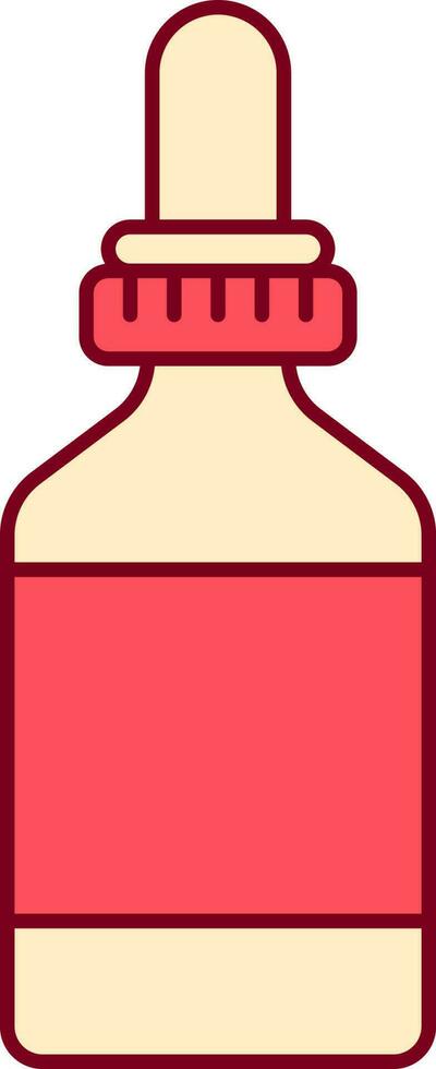 Yellow And Red Pipette Bottle Flat Icon. vector