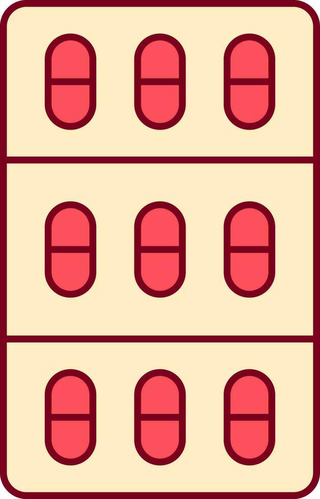 rojo y amarillo ilustración de cápsula paquete icono. vector