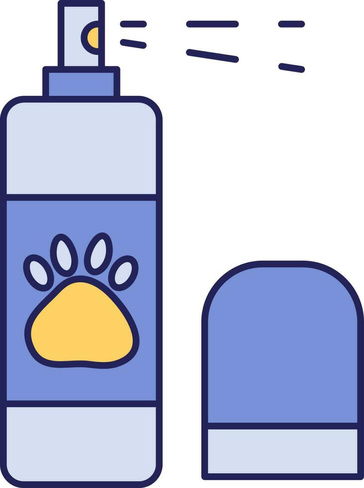 Paw Symbol Perfume Bottle Icon In Blue And Yellow Color. vector