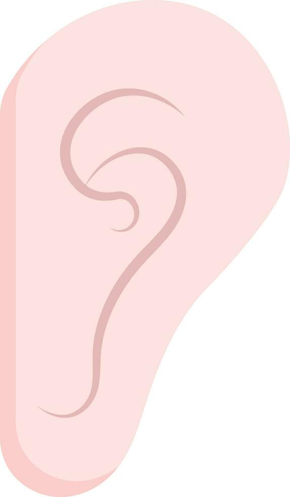 Flat Illustration Of Human Ear Pink Icon. vector