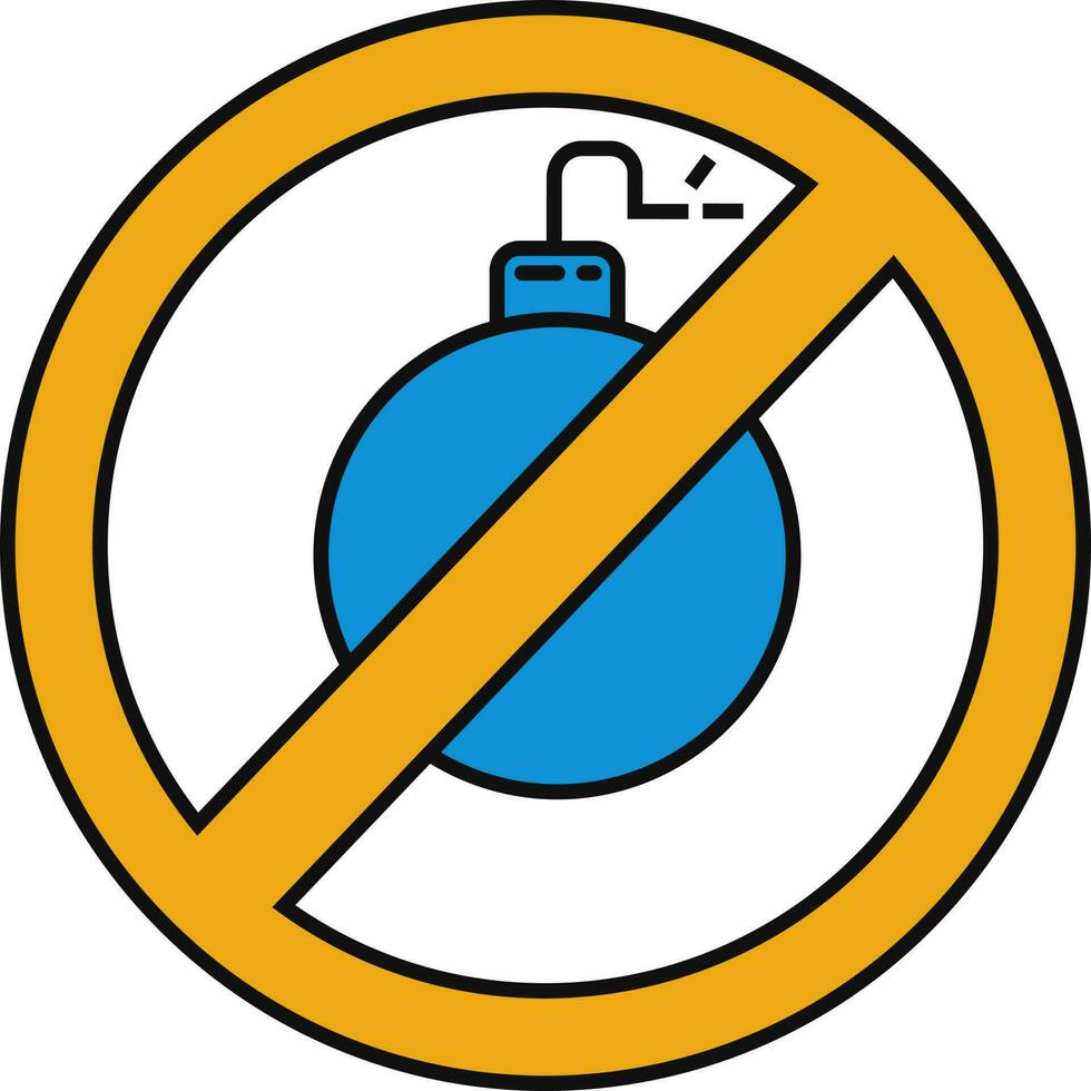 Orange And Blue Illustration Of No Bomb Icon. vector