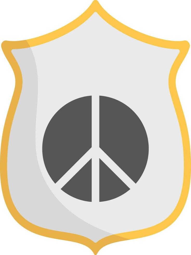 Peace Symbol Shield Grey And Orange Icon in Flat Design. vector