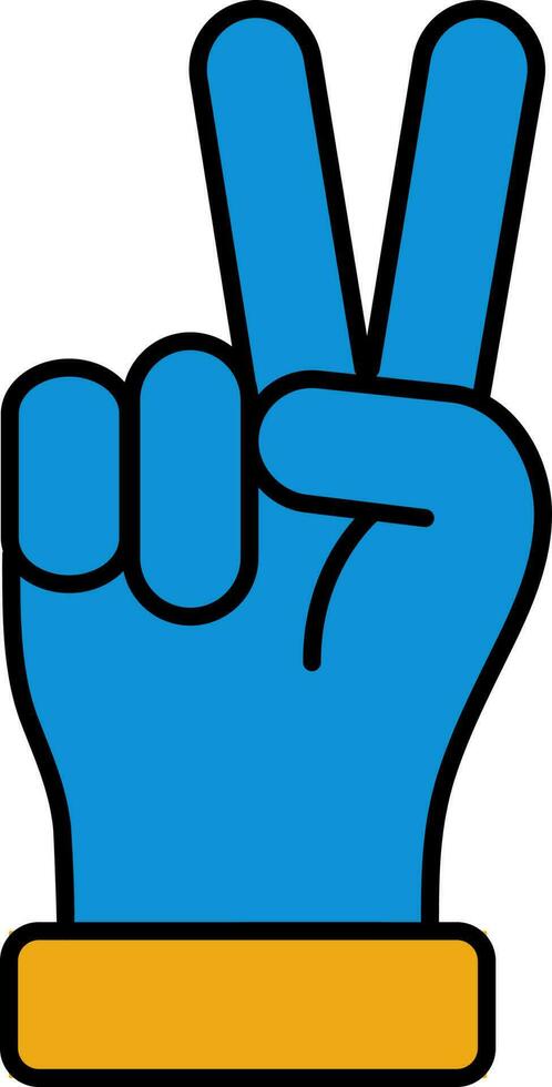 Peace Symbol Hand Blue And Orange Icon. vector