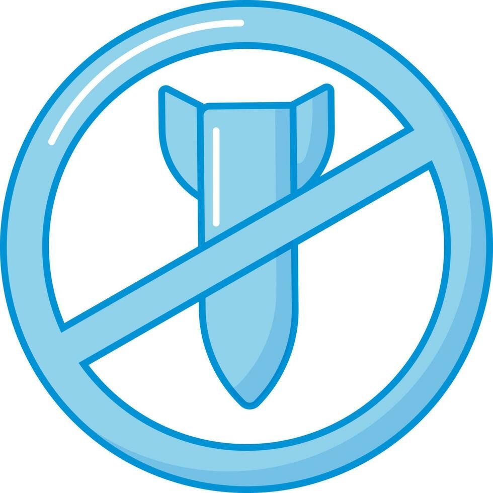 Flat Style No Bomb Icon In Blue Color. vector