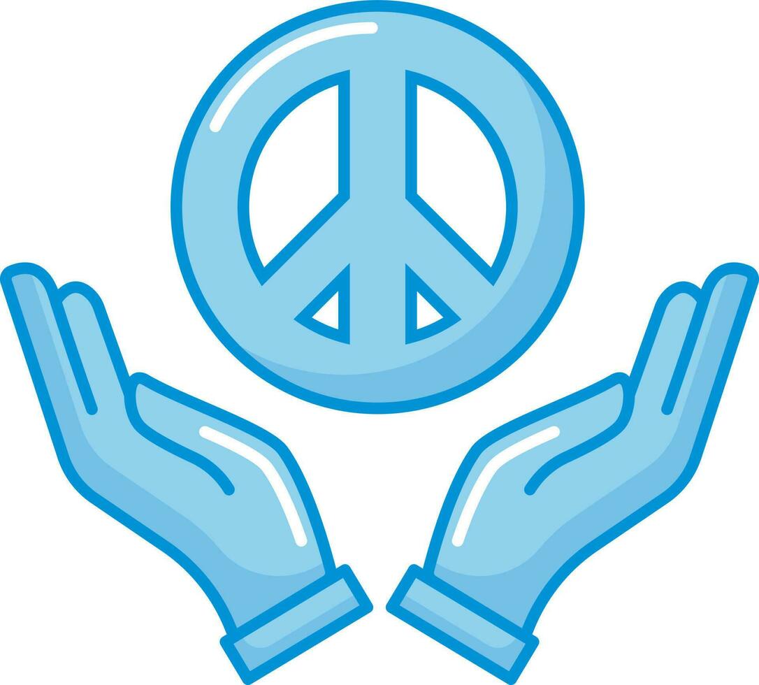 Peace Protection Flat Icon In Blue Color. vector