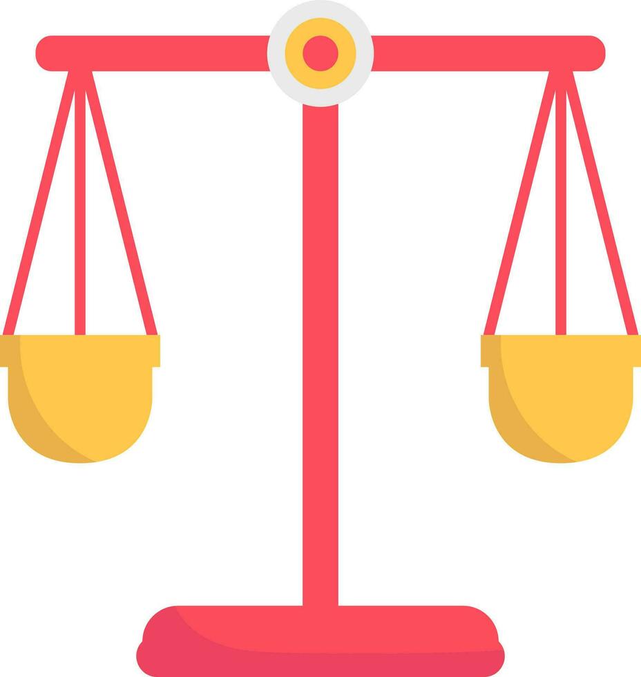 Red and Yellow Balance Scale Flat Icon Or Symbol. vector