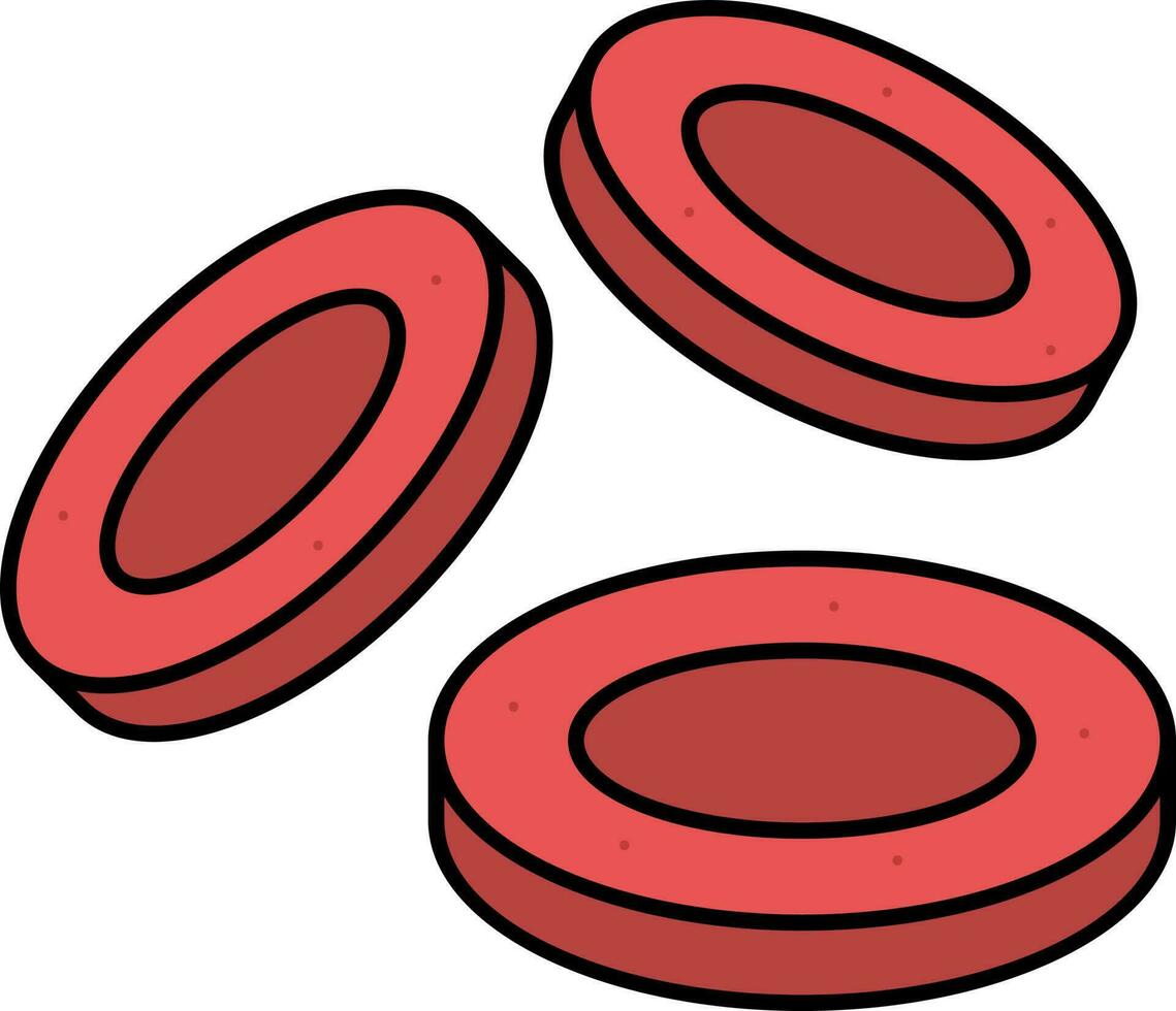 rojo sangre células icono o símbolo en plano estilo. vector