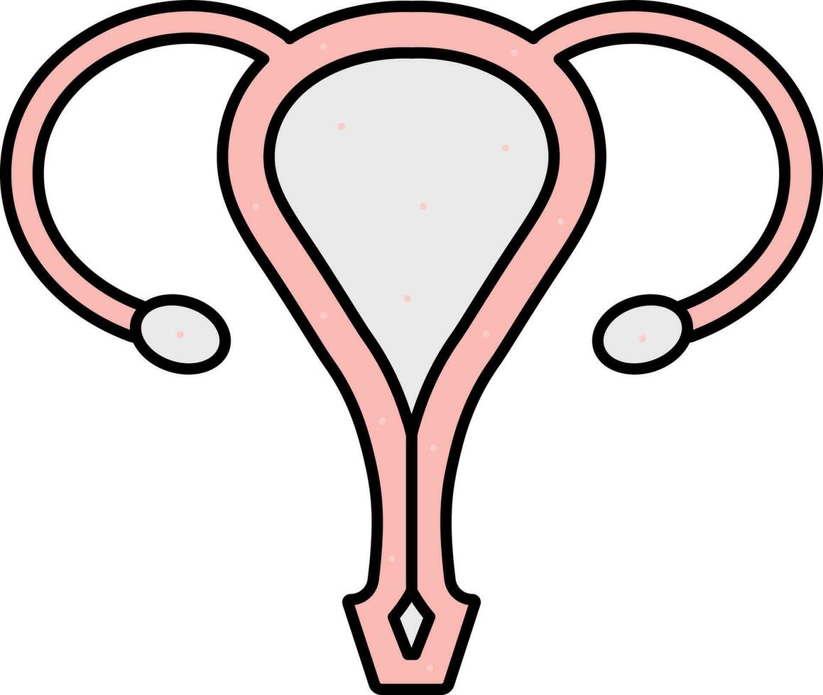 plano estilo de ovario anatomía rosado icono. vector
