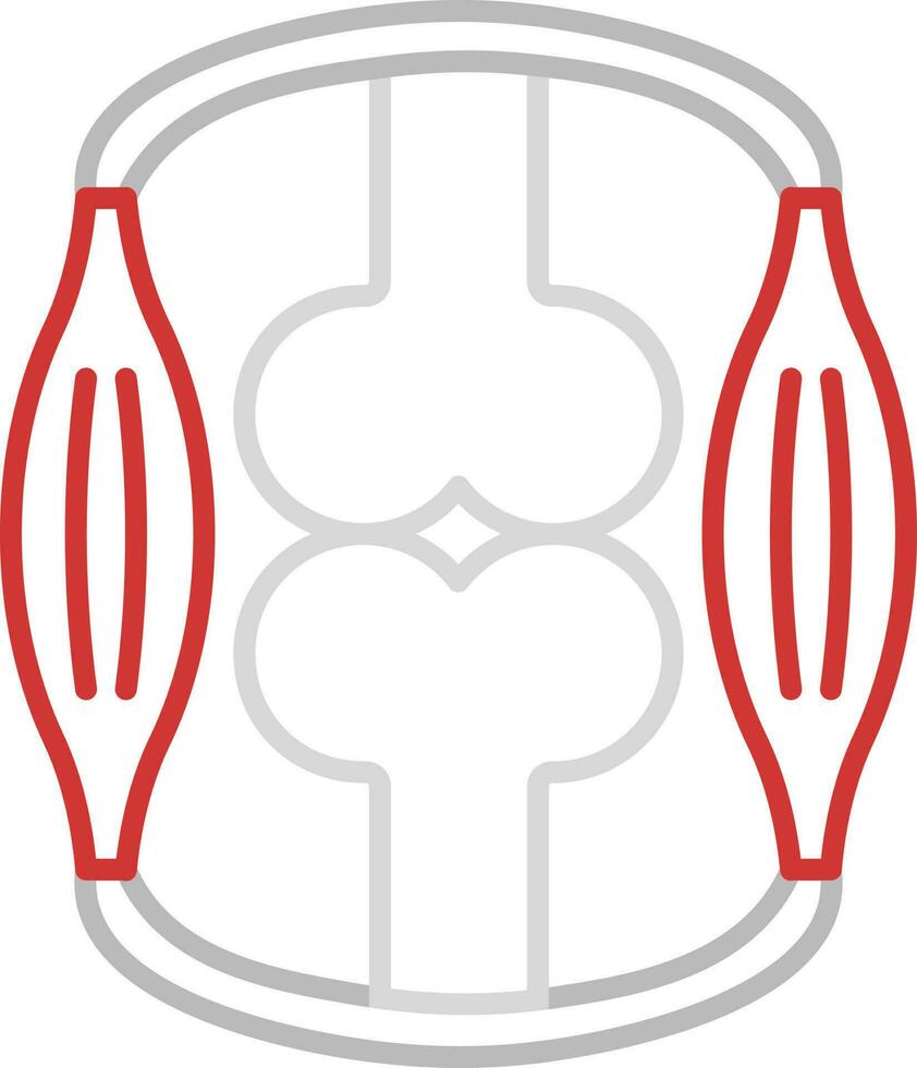 Synovial Joint Structure Icon In Grey And Red Outline. vector