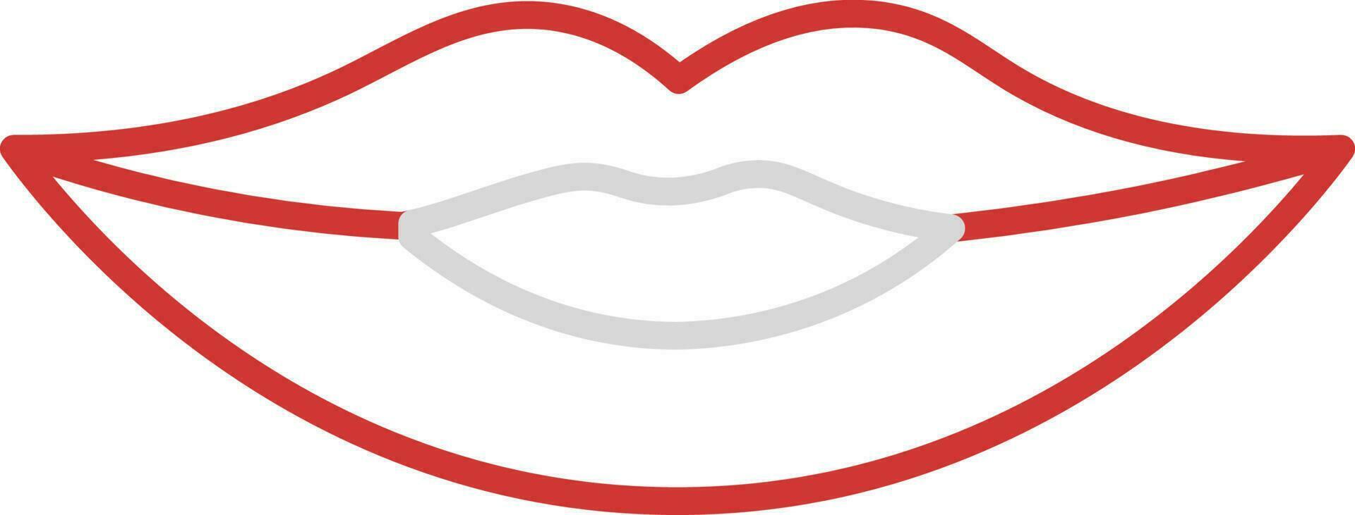 rojo y gris contorno hermosa labios icono. vector