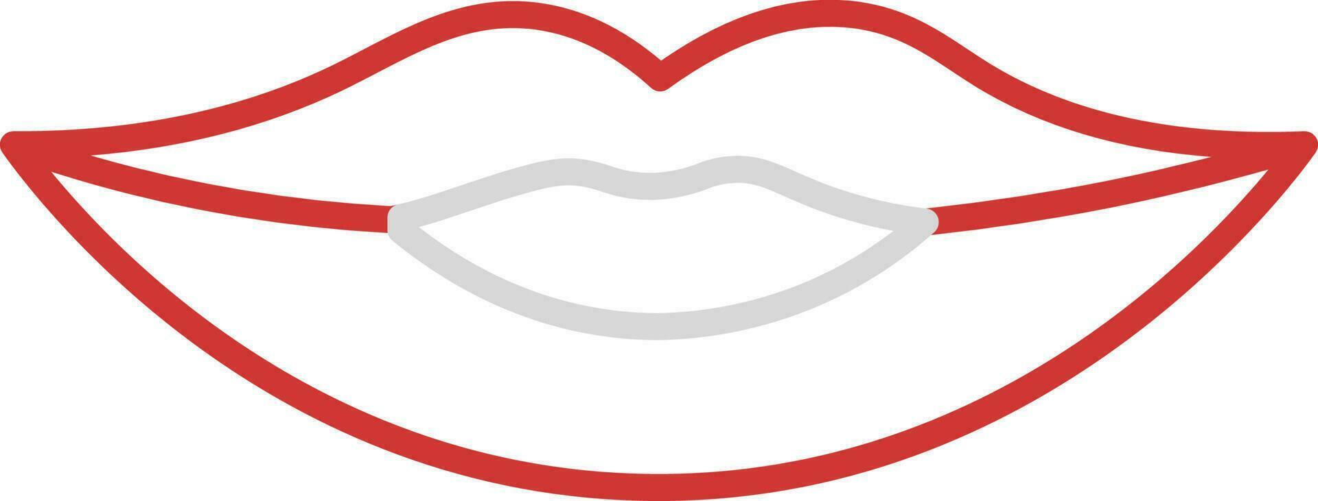 Red And Grey Outline Beautiful Lips Icon. vector