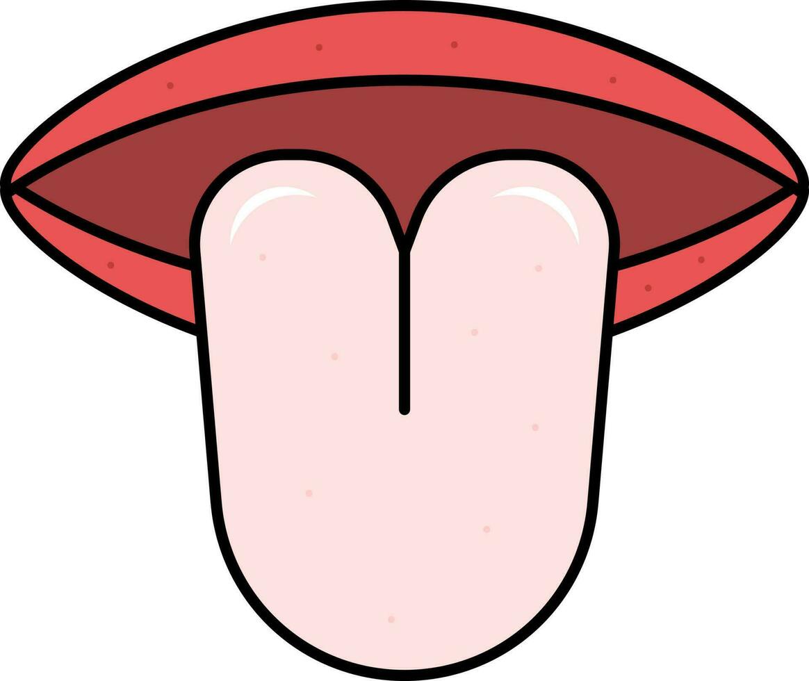 Pink And Red Tongue With Lips Icon In Flat Style. vector