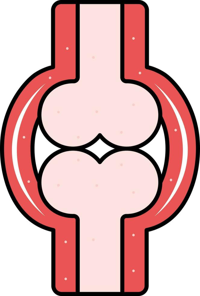 Pink And Red Joint Structure Flat Icon. vector