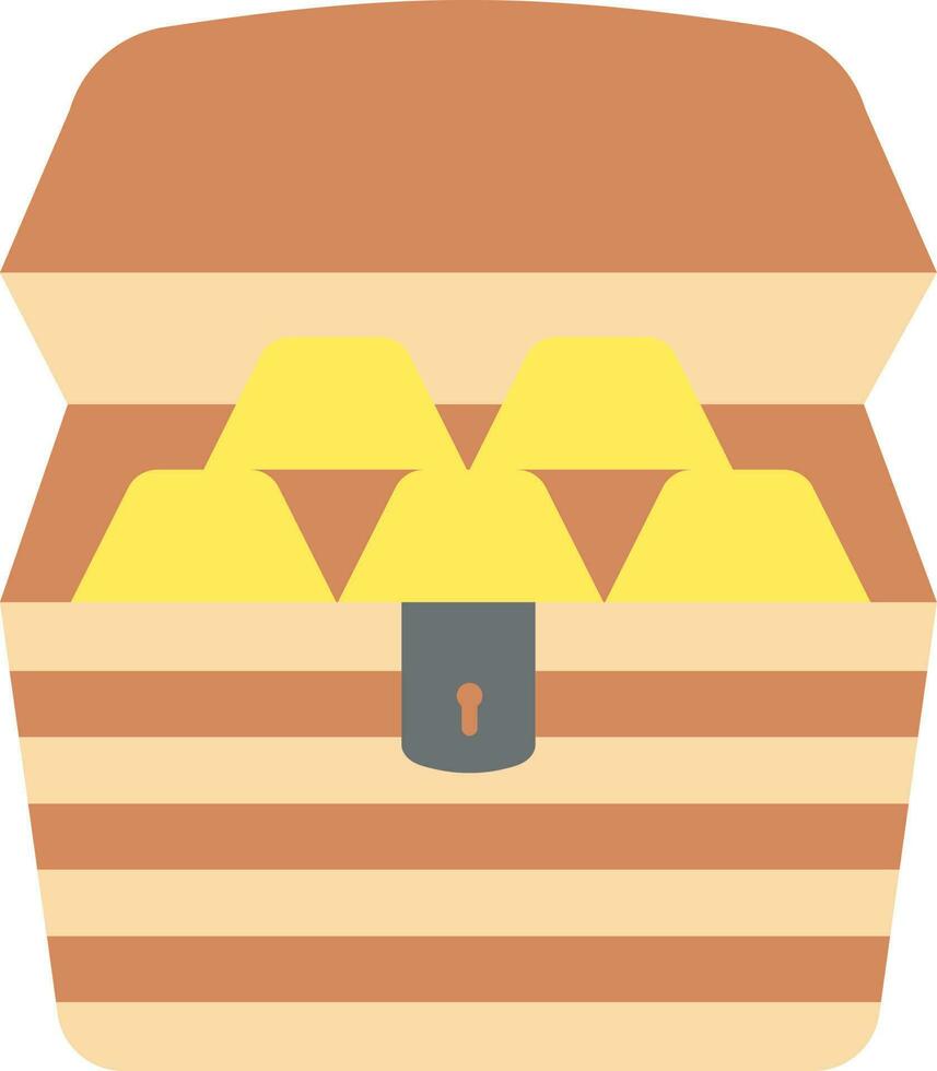 Gold Chest Box Icon In Yellow And Brown Color. vector