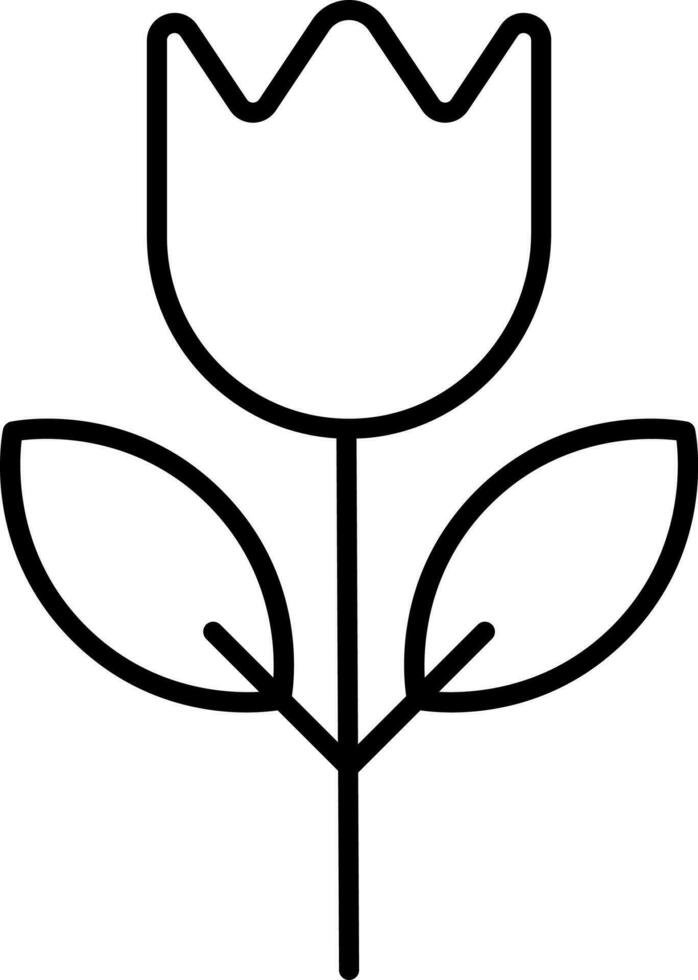 Rose Flower Stem Icon In Black Line Art. vector