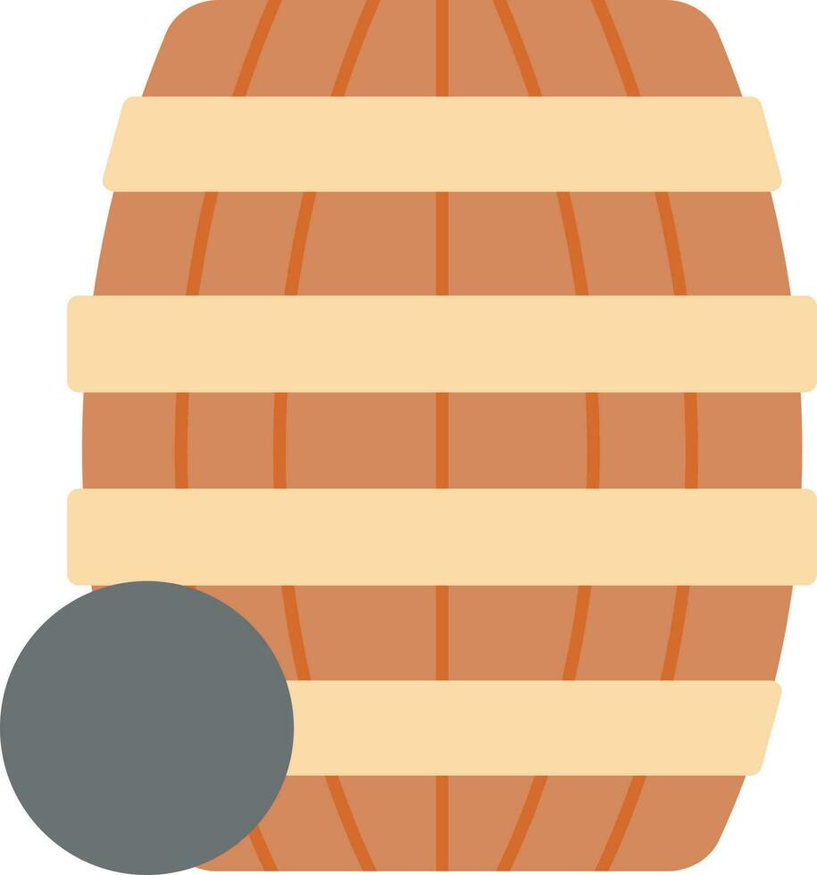 Cannonball Barrel Icon In Brown And Gray Color. vector