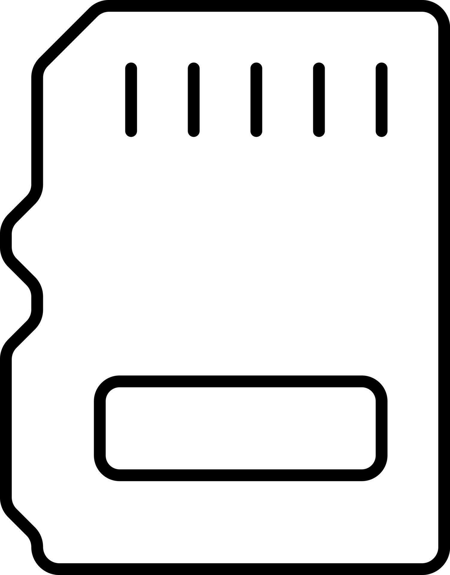 Black Outline Illustration Of Memory Card Icon. 24157133 Vector Art at ...