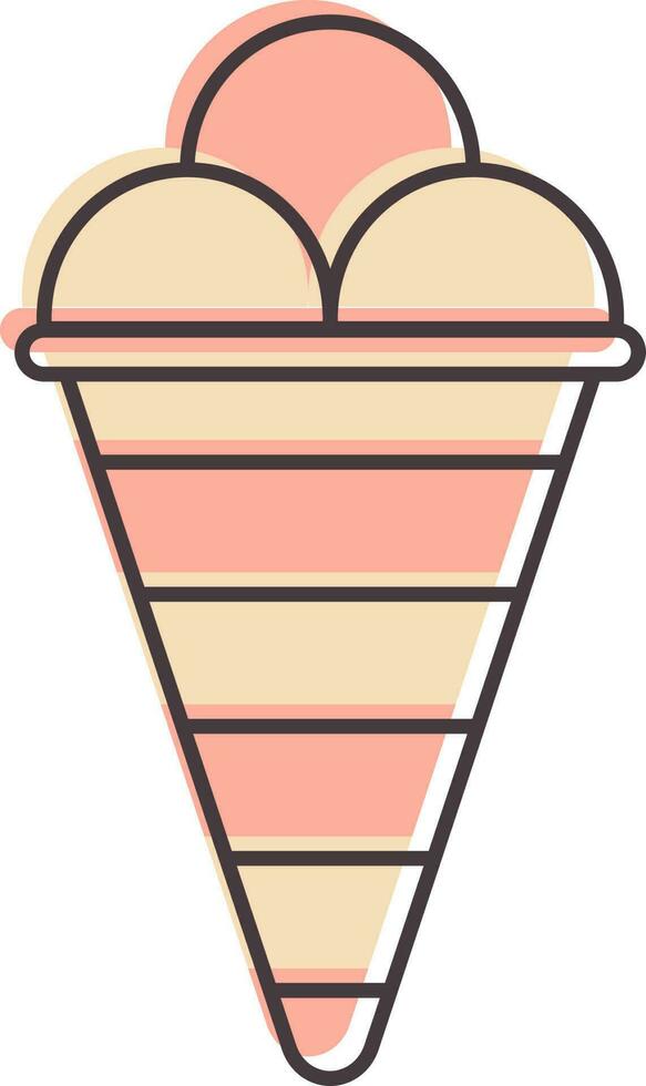 aislado hielo crema cono icono en rosado color. vector