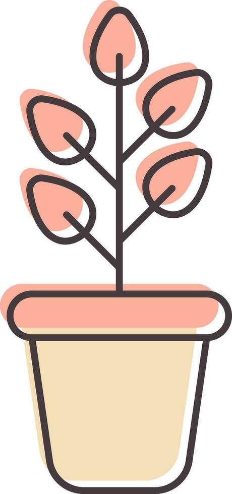 Plant Pot Icon In Pink Color. vector