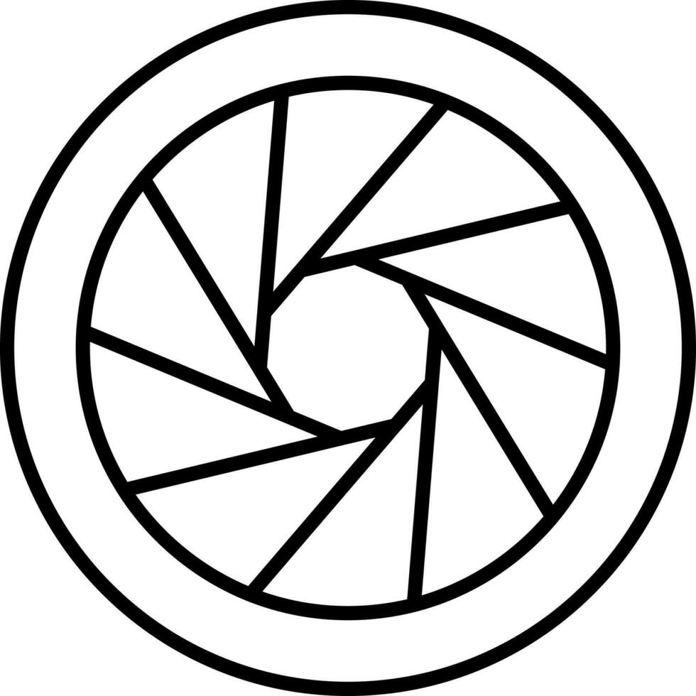 Camera Shutter Icon In Line Art. vector