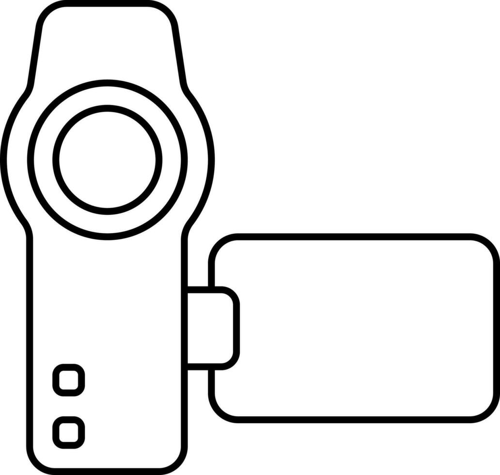 Black Linear Style Handy Cam Icon. vector