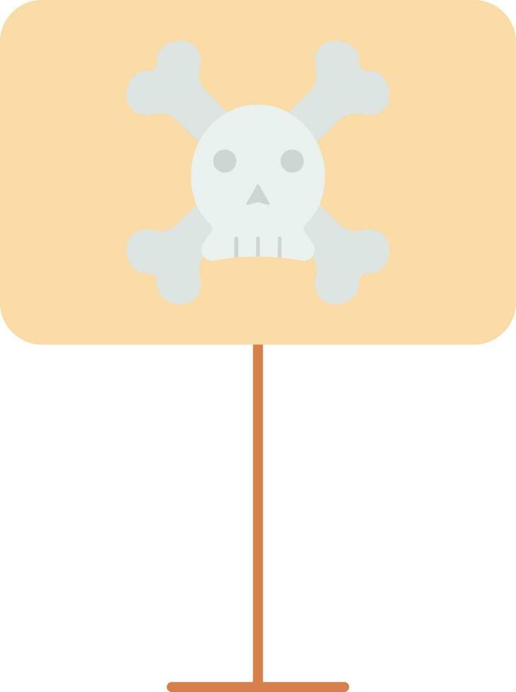 Skull Sign Board Icon In Brown And White Color. vector