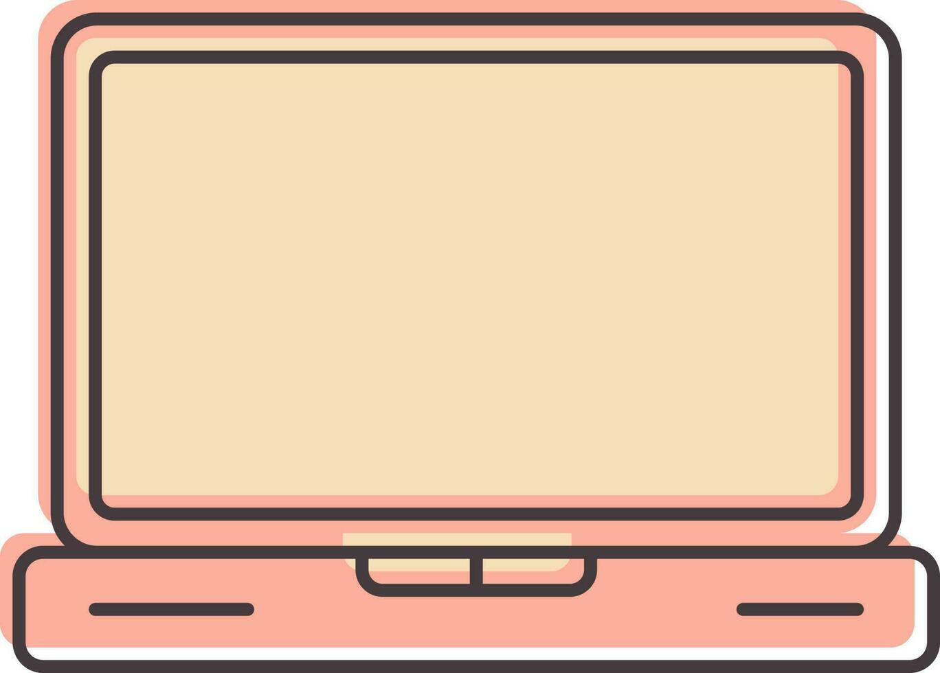 plano estilo ordenador portátil icono en rosado color. vector