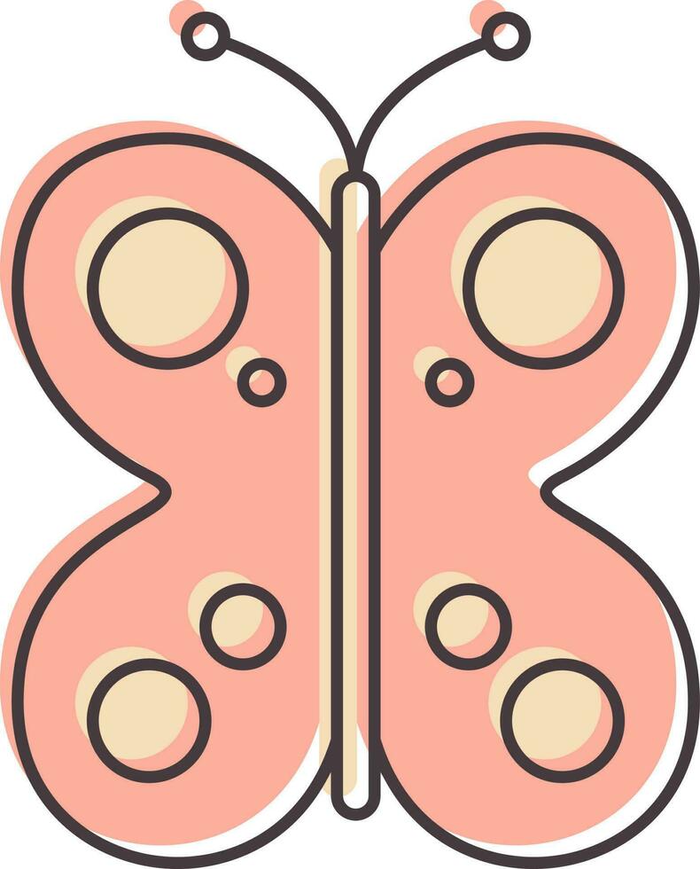 rosado color mariposa icono en plano estilo. vector