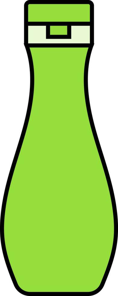 Curve Bottle Flat Icon In Green Color. vector