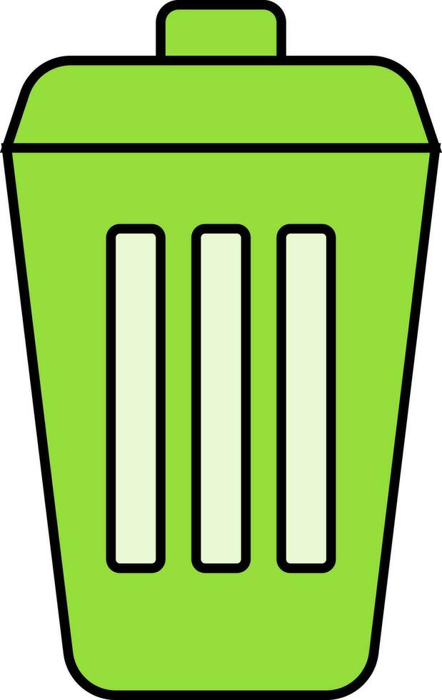 Isolated Dustbin Icon In Green Color. vector
