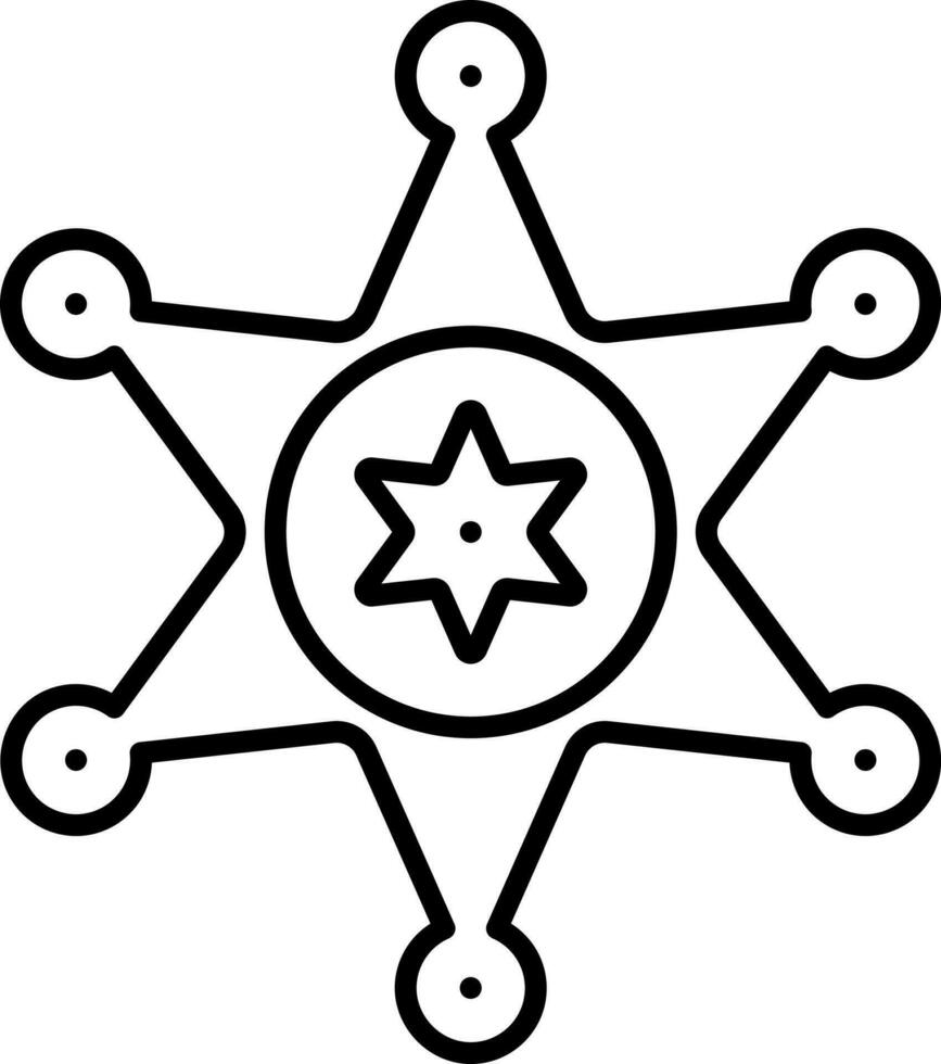 Sheriff Symbol Or Icon In Black Line Art. vector