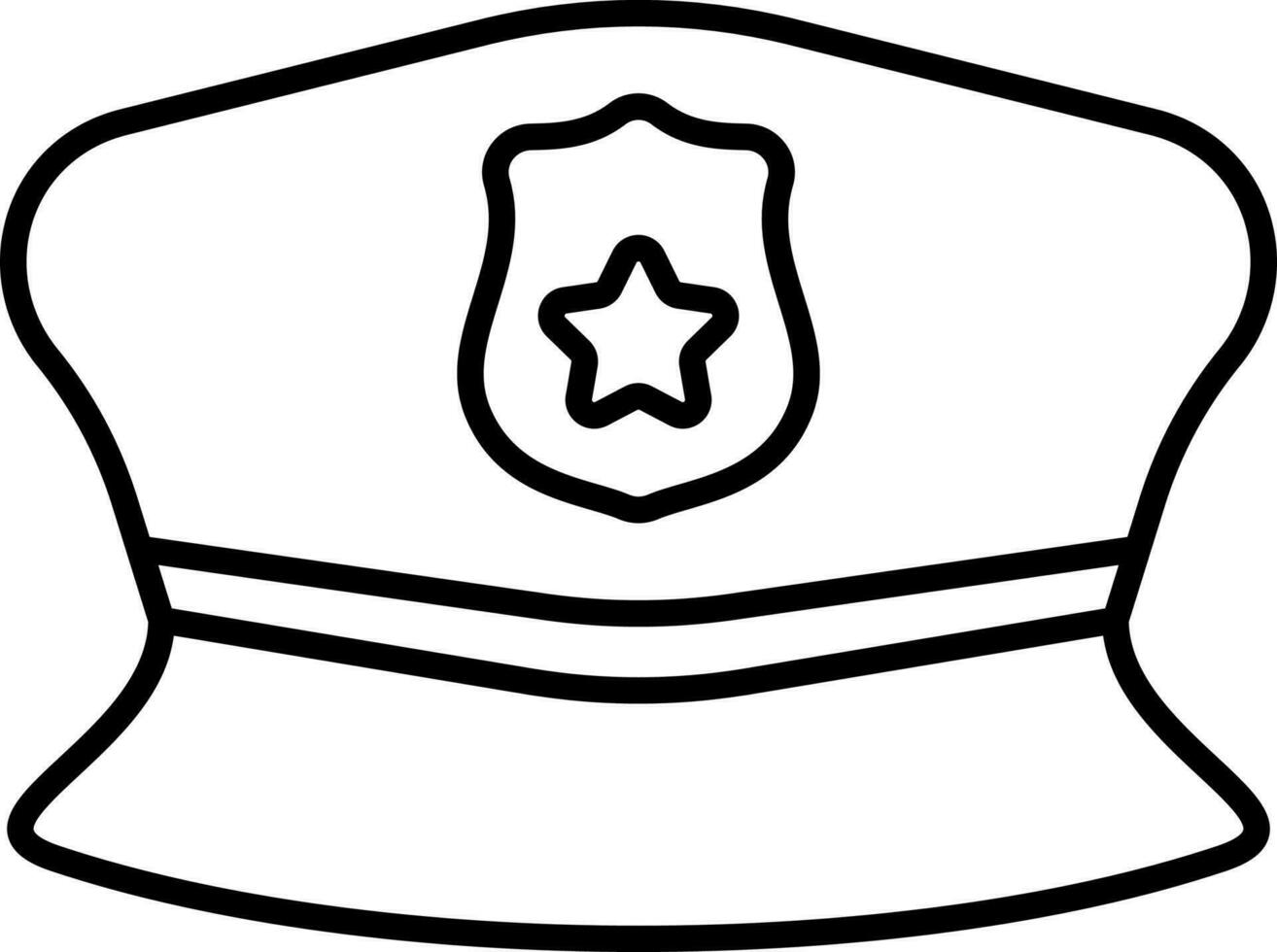policía gorra icono en negro línea Arte. vector