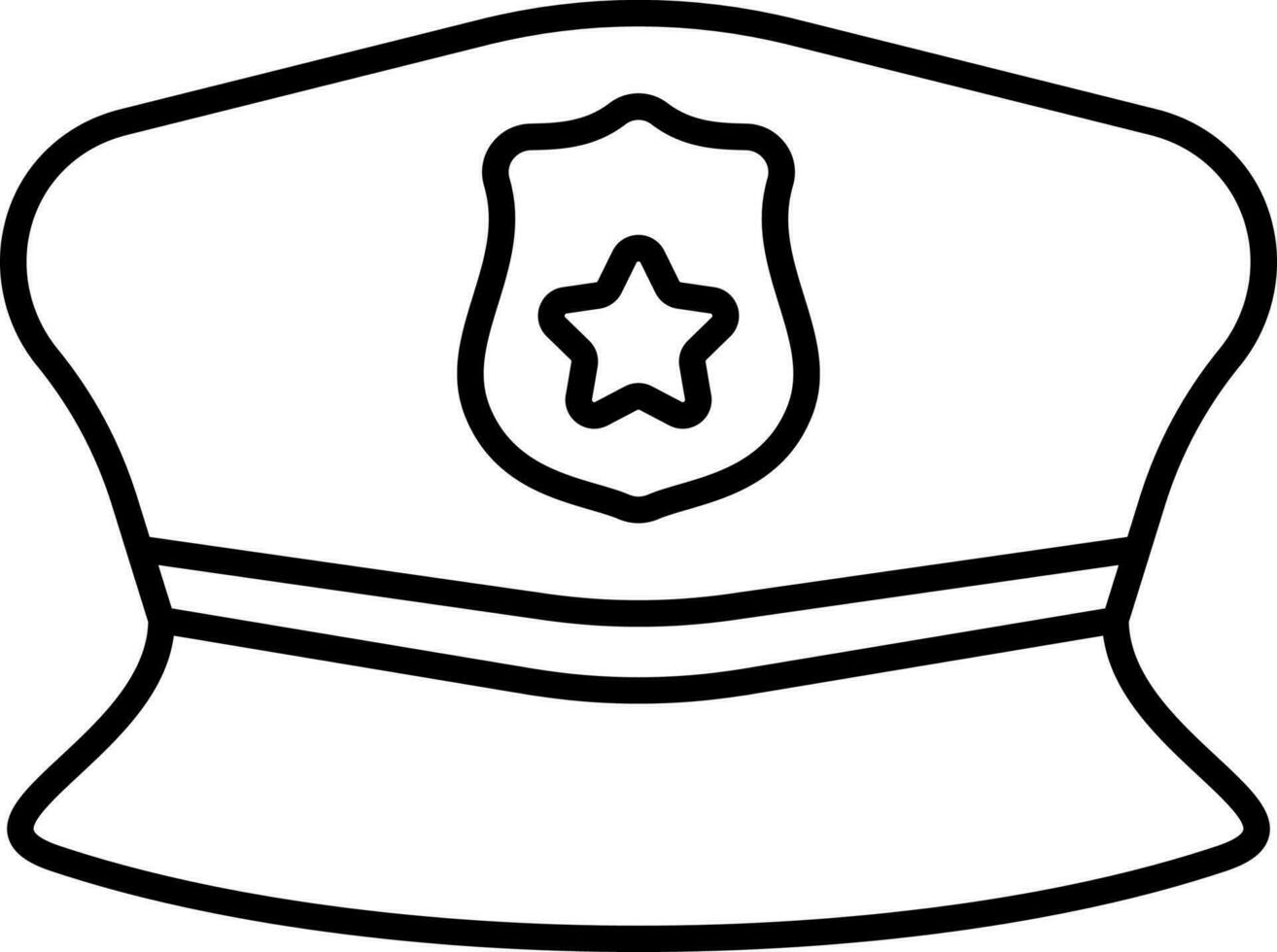 Police Cap Icon In Black Line Art. vector