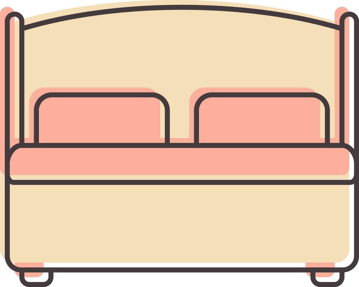 Double Bed Icon In Pink Color. vector