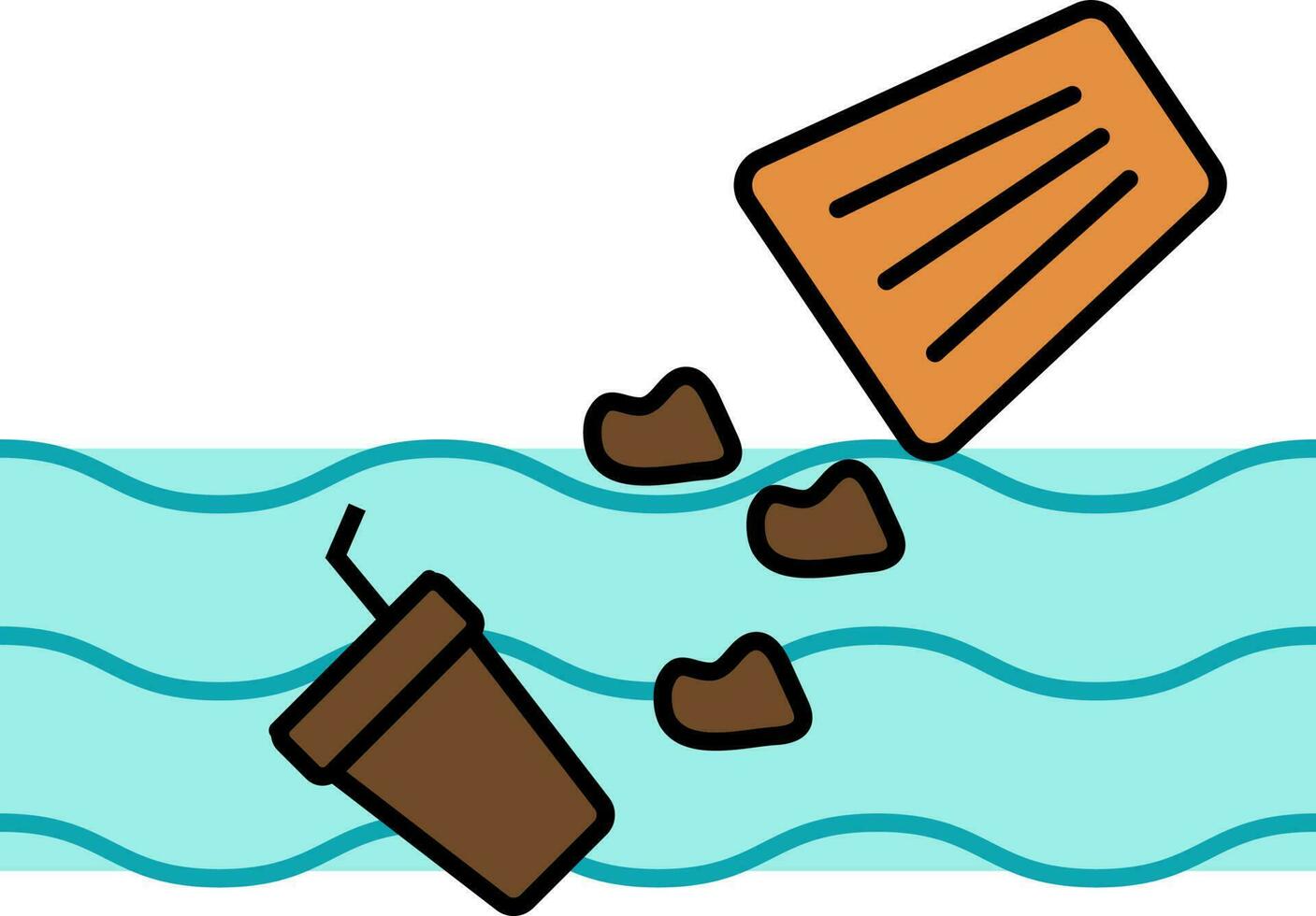 Throw Trash In Water Colorful Icon. 24157263 Vector Art at Vecteezy