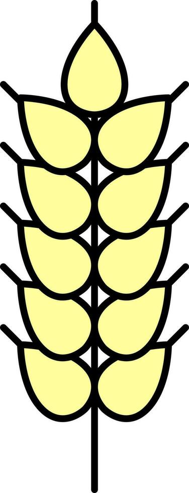Yellow Wheat Ear Icon In Flat Style. vector